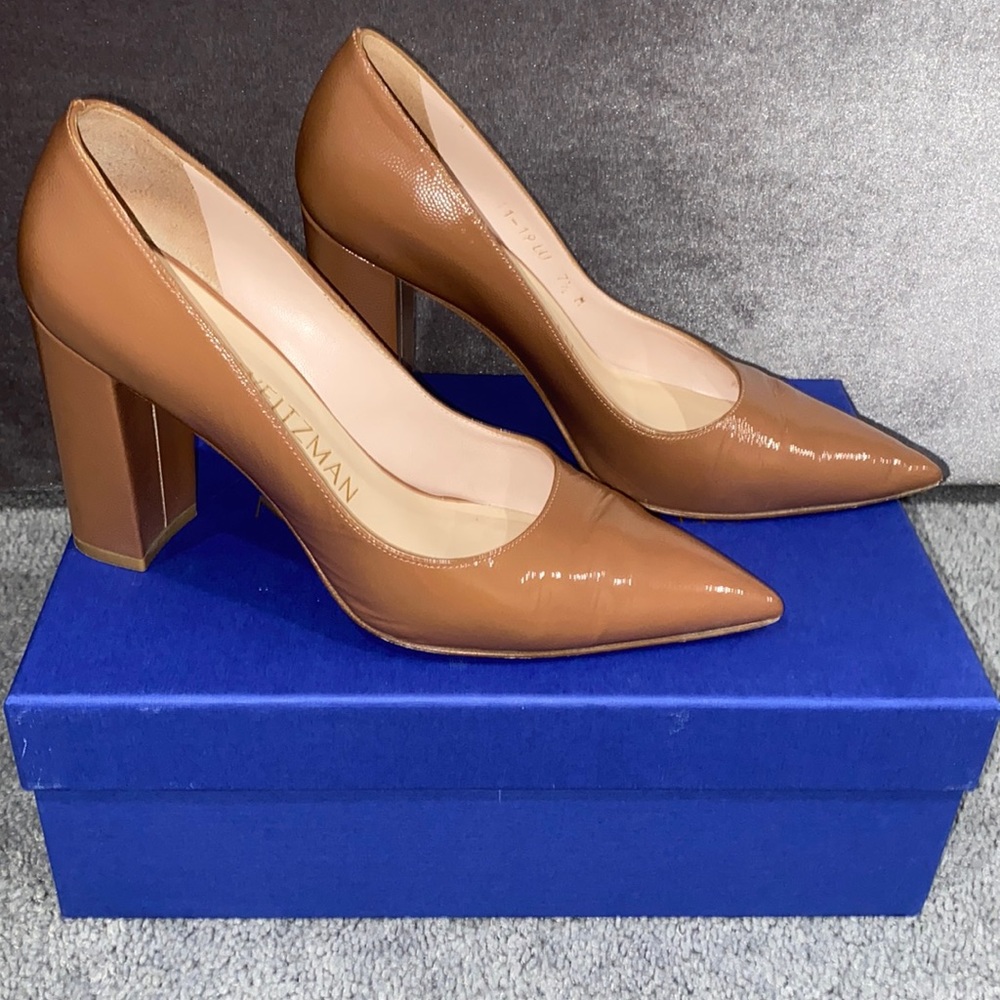 Stuart Weitzman Laney 95 block heel size 7.5 - cappuccino color